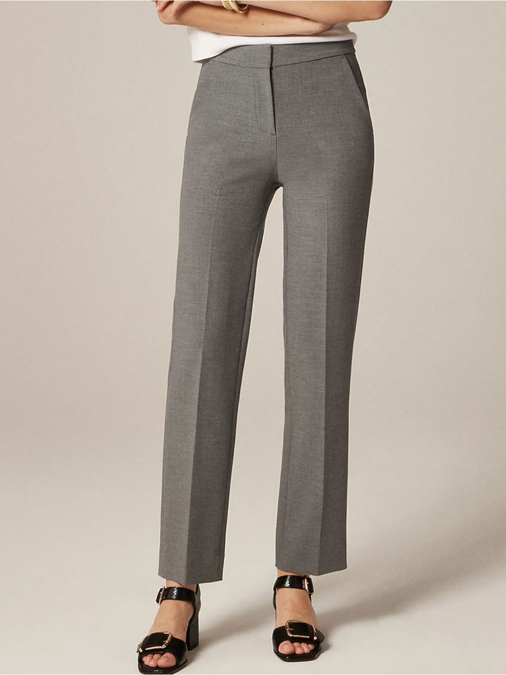 J Crew Kate Straight Leg Heathered Grey Pants